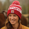 Carhartt 105168 Knitted Pom Pom Logo Beanie Hat Red / White