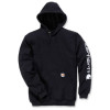 Carhartt K288 Hoodie with Logo Print on Sleeve Midweight Sweatshirt in Black Small