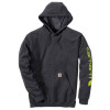 Carhartt K288 Hoodie with Logo Print on Sleeve Midweight Sweatshirt in Carbon Heather XS