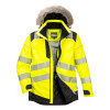 Portwest Premium PW3 Hi-Vis Fur Hood Winter Jacket - Yellow / Black - Large