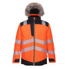 Portwest Premium PW3 Hi-Vis Fur Hood Winter Jacket - Orange / Black - Medium