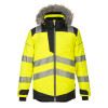 Portwest Premium PW3 Hi-Vis Fur Hood Winter Jacket - Yellow / Black - Large