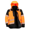 Portwest T160 PW3 Hi Performance Hi Vis Waterproof Winter Jacket Orange / Black Large