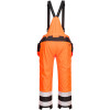 Portwest PW356 PW3 Hi-Vis Bib and Brace Waterproof Rain Trousers - Orange / Black - Large